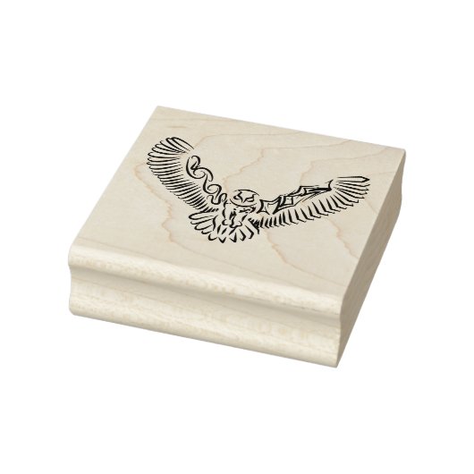 白黒のトライバル飛んでいるフクロウ ラバースタンプ (スタンプ)