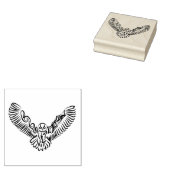 白黒のトライバル飛んでいるフクロウ ラバースタンプ (押印)