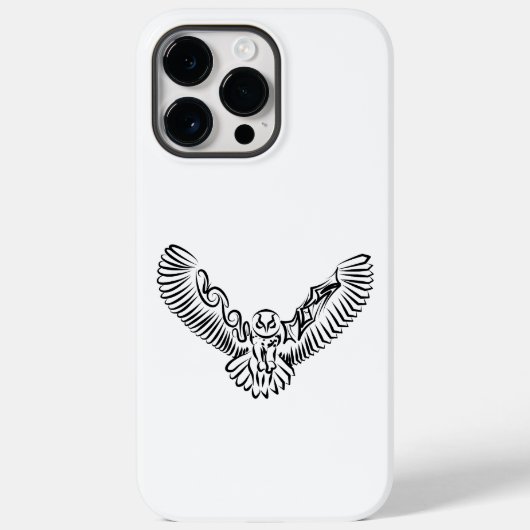 白黒のトライバル飛んでいるフクロウ Case-Mate iPhoneケース (裏面)
