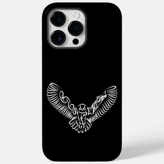 白黒のトライバル飛んでいるフクロウ Case-Mate iPhoneケース (裏面)