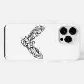 白黒のトライバル飛んでいるフクロウ iPhoneケース (裏面横)
