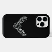 白黒のトライバル飛んでいるフクロウ iPhoneケース (裏面横)