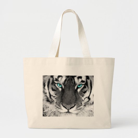 白黒のトラ ラージトートバッグ (正面)