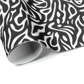 白黒のトリップ（幻覚体験）のような抽象芸術線パターン ラッピングペーパー (ロールコーナー)