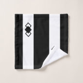 白黒のトリプルダイヤモンドストライプの バスタオルセット (ウォッシュタオル)