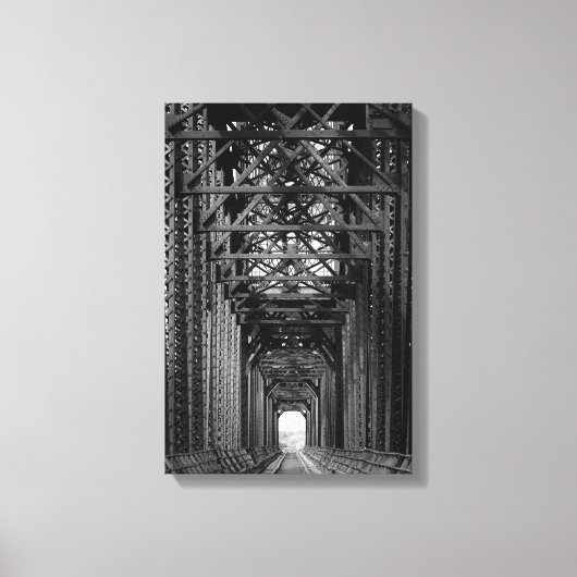 白黒のトレッスル橋 キャンバスプリント (正面)