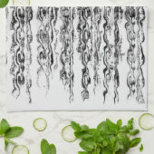 白黒のトレンディーモダン抽象芸術パターン キッチンタオル (折り畳み)