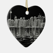 白黒のトロントのスカイライン セラミックオーナメント (右)