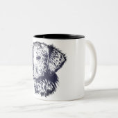 白黒のドッグスケッチ ツートーンマグカップ (正面右)
