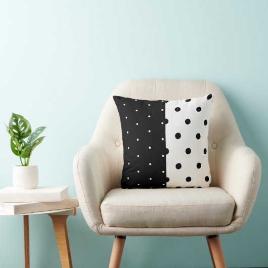 白黒のドットとストライプ枕 クッション (椅子)
