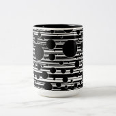 白黒のドットとストライプ ツートーンマグカップ (中央)