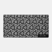 白黒のドットの幾何学的パターン デスクマット (正面)