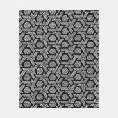 白黒のドットの幾何学的パターン フリースブランケット (正面)