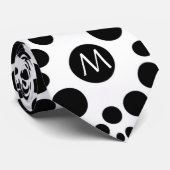 白黒のドット渦巻き模様モノグラム ネクタイ (ロール)