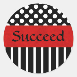 白黒のドット&のストライプラウンドステッカー ラウンドシール