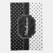 白黒のドット キッチンタオル (縦)