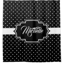 白黒のドット シャワーカーテン