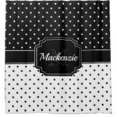 白黒のドット シャワーカーテン (正面)