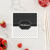 白黒のドット スタンダードカクテルナプキン (インサイチュ)