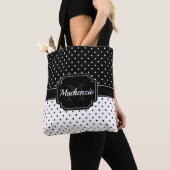 白黒のドット トートバッグ (クローズアップ)