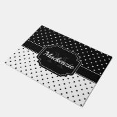 白黒のドット ドアマット (アングル)