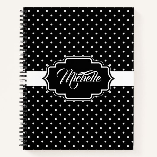 白黒のドット ノートブック (正面)