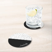 白黒のドット ラウンドペーパーコースター (インサイチュ)