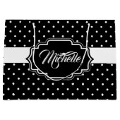 白黒のドット ラージペーパーバッグ (正面)