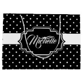 白黒のドット ラージペーパーバッグ (裏面)