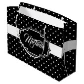 白黒のドット ラージペーパーバッグ (裏面アングル)