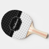 白黒のドット 卓球ラケット (横)