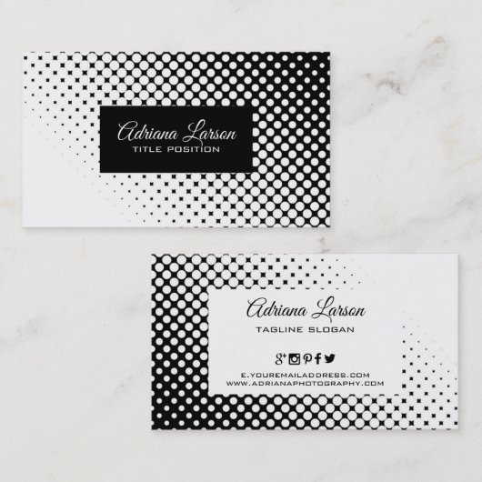 白黒のドット 名刺 (正面/裏面)