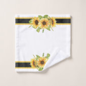 白黒のドラマチックな黄色のひまわり バスタオルセット (ウォッシュタオル)