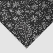 白黒のドードルクリスマスそりパターン 薄葉紙 (詳細)