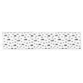 白黒のドードルクリスマスツリー ショートテーブルランナー (横)