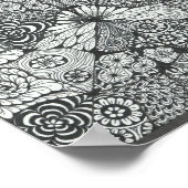 白黒のドードルプリント8x8in。 ポスター (角)