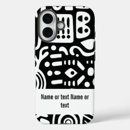 白黒のドードル iPhone 16ケース