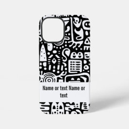白黒のドードル iPhone 12 MINIケース