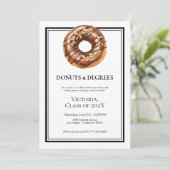 白黒のドーナツと学位の写真卒業 招待状 (スタンド正面)