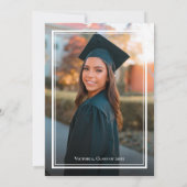 白黒のドーナツと学位の写真卒業 招待状 (裏面)