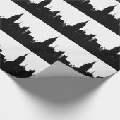 白黒のニューヨークのシルエット ラッピングペーパー (角)