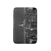 白黒のニューヨーク夜スカイライン バスマット (正面縦)