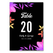 白黒のネオンカラーフローラ結婚 テーブルナンバー (正面)