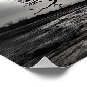 白黒のノワール写真の月の風景 ポスター (角)