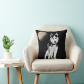 白黒のハスキー犬 クッション (椅子)