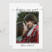 白黒のハッピー・ニューイヤー・カスタム シーズンカード (正面/裏面)