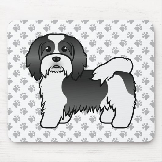 白黒のハバニーズの可愛いキャラクタードッグ マウスパッド (正面)