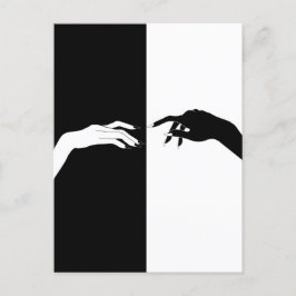 白黒のハンドラインアート ポストカード