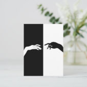 白黒のハンドラインアート ポストカード (スタンド正面)