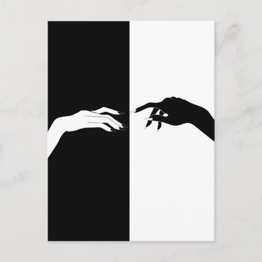 白黒のハンドラインアート ポストカード (正面)